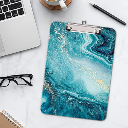 Hongri Plastic Cute Clipboard, Letter Size for Students, Teacher, Woman and Kids, Low Profile Clip, Decorative Pattern, Size 9 x 12.5 in, Dream Marble