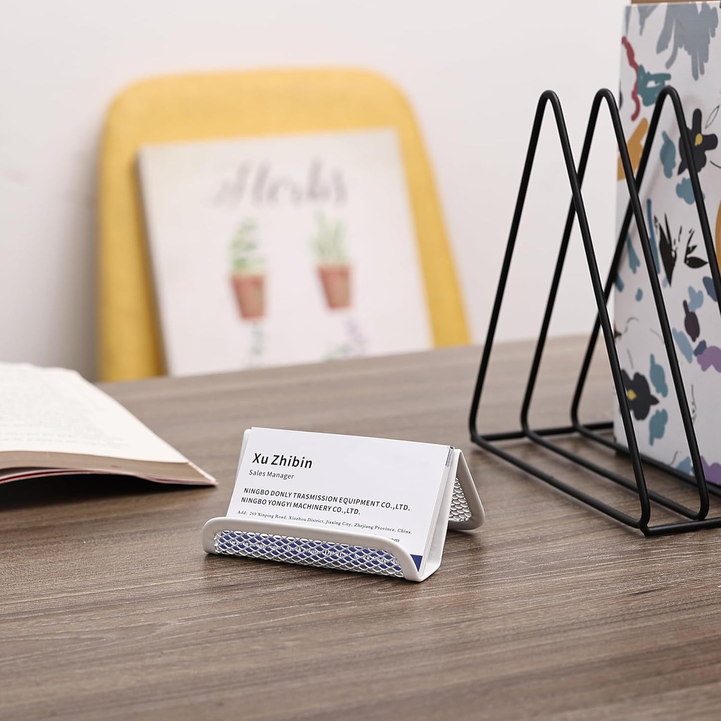 Mr. Pen- Metal Mesh Business Card Holders, 3 Pack, Black, Durable Stainless Steel Card Stand for Desk, Office, and Business Use, Straight, Flat and Smooth Design