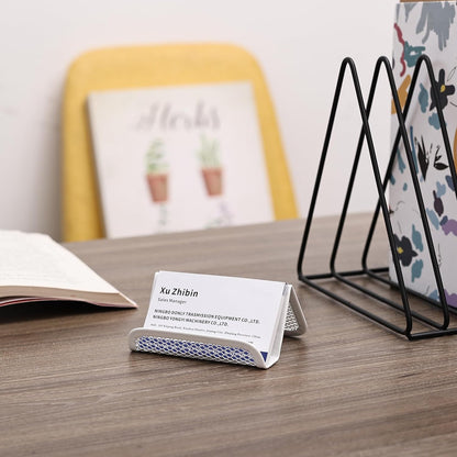 Mr. Pen- Metal Mesh Business Card Holders, 3 Pack, Black, Durable Stainless Steel Card Stand for Desk, Office, and Business Use, Straight, Flat and Smooth Design