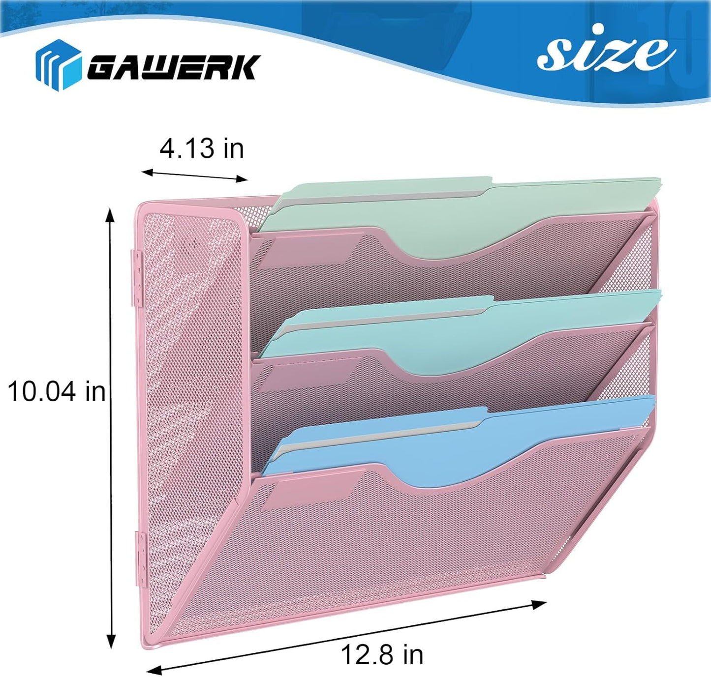 Gawerk 10-Tier Wall File Organizer Hanging Wall File Holder Wall Mount Paper Folder Organize, Mesh Magazine Document Mail Organizer Wall Organizer for Office School Home, Black