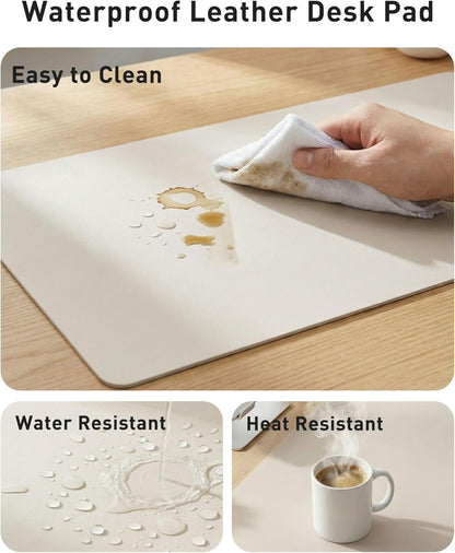 Aothia Leather Desk Pad Protector, Mouse Pad, Office Desk Mat, Non-Slip PU Leather Desk Blotter, Laptop Desk Pad, Waterproof Desk Writing Pad for Office and Home (Black,36" x 17") - Colors B