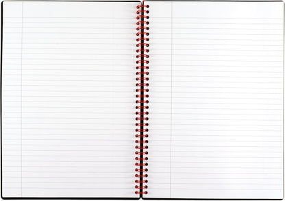 Black n' Red Notebook, Business Journal, 11" x 8", 70 Sheets, Ruled, Optik Paper, Scribzee App, Flexible Poly Cover, Wirebound, Black (K67030)