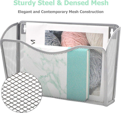EASEPRES 3 Single Pocket Mesh Hanging File Organizer, Vertical Wall Mounted Magazine File Holder, Mount Basket Mail Paper Document Folder Organizing for Office, Home and School, Black