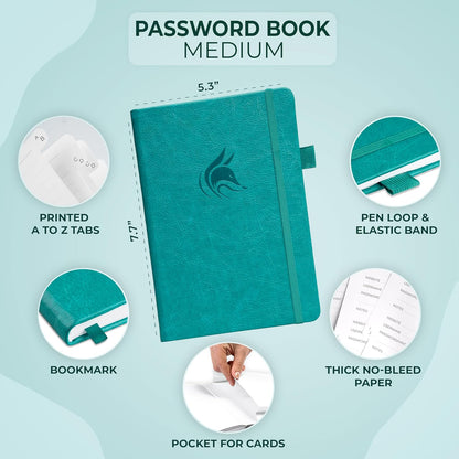 Clever Fox Password Book with alphabetical tabs. Internet Address Organizer Logbook. Small Pocket Password Keeper for Website Logins (Orange)
