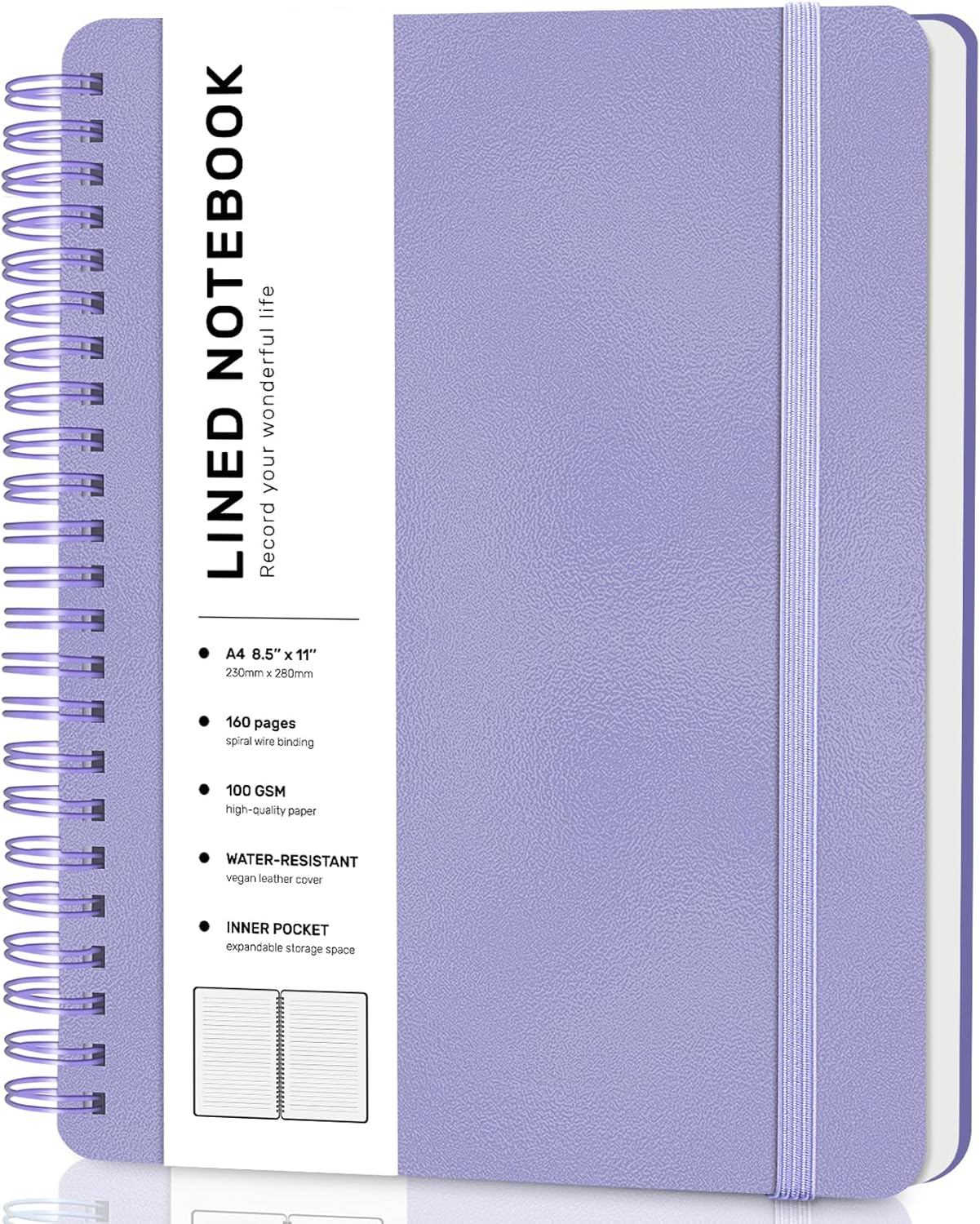 ABERLLS Lined Spiral Journal Notebook with 160 Pages, 8×5.7in, A5 Spiral Notebook, Journaling Notebooks for Work, School, Women, Men, College Ruled Spiral Notebook, Hardcover Leather Journals, Blue
