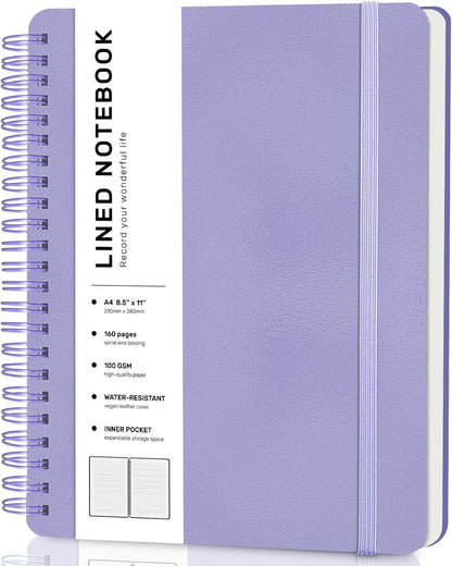 ABERLLS Lined Spiral Journal Notebook with 160 Pages, 8×5.7in, A5 Spiral Notebook, Journaling Notebooks for Work, School, Women, Men, College Ruled Spiral Notebook, Hardcover Leather Journals, Blue