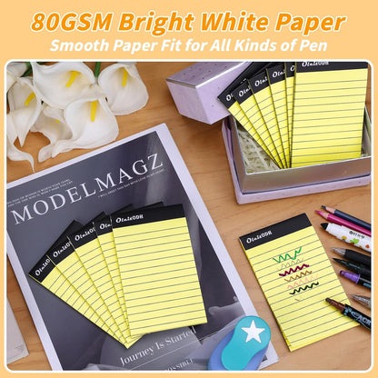 36 Pack Legal Pads Bulk, 5x8 Inch Rainbow Notepad, Note Pads Wide Ruled Perforated Memo Pad for Work Study Daily Note Taking List, Lined Writing Pads Memo Refills Notepads for Office Home School