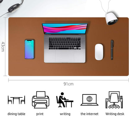 Aothia Non-Slip Waterproof PU Leather Desk Pad Protector for Mouse, Writing Desk, Office, Home, Laptop Blotter, 23.6" x 13.7", Black - Colors A