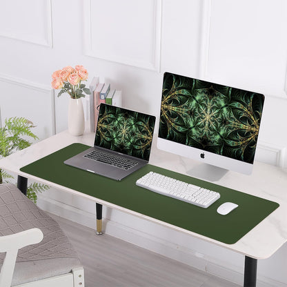 Large Desk Mat 47.2" x 17" Leather Desk Pad Protector with Natural Cork & PU Leather, Non-Slip Office Desk Mat, Large Mouse Pad, Waterproof Desk Blotter pad for Office&Home(Black)