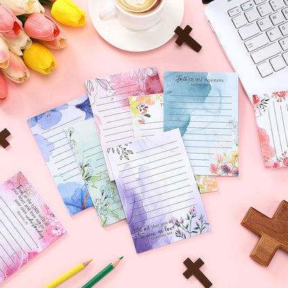 Gersoniel 8 Pack Christian Sticky Notes Gifts for Mothers Day Bulk for Church Small Scripture Inspirational Memo Pads Floral Adhesive Religious Bible Verse Quotes Notepads, 4 x 5.5 Inch(Simple Style)