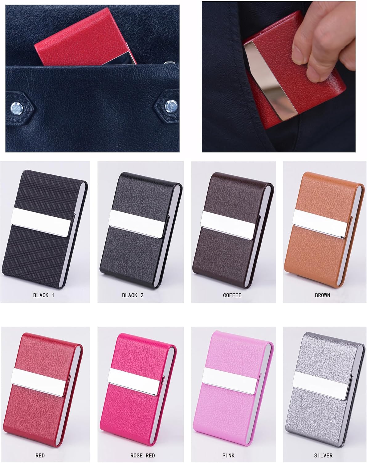 Business Card Holder with Ultra Slim Design,Business Card Case with Premium PU Leather,Suit Pocket Metal Card Holder for Women/Men,Professional Name Card Holder with Magnetic Shut (Black1)