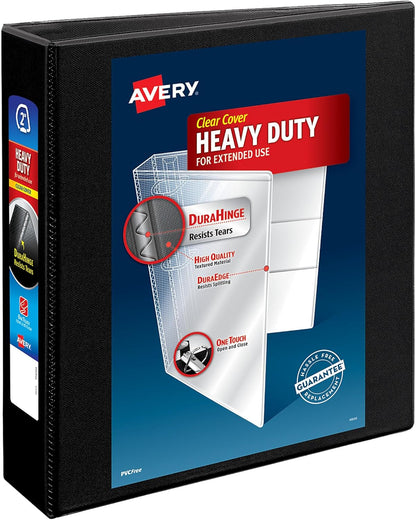 Avery Heavy-Duty View 3 Ring Binder, 1" One Touch Slant Rings, Holds 8.5" x 11" Paper, 1 Black Binder (05300)