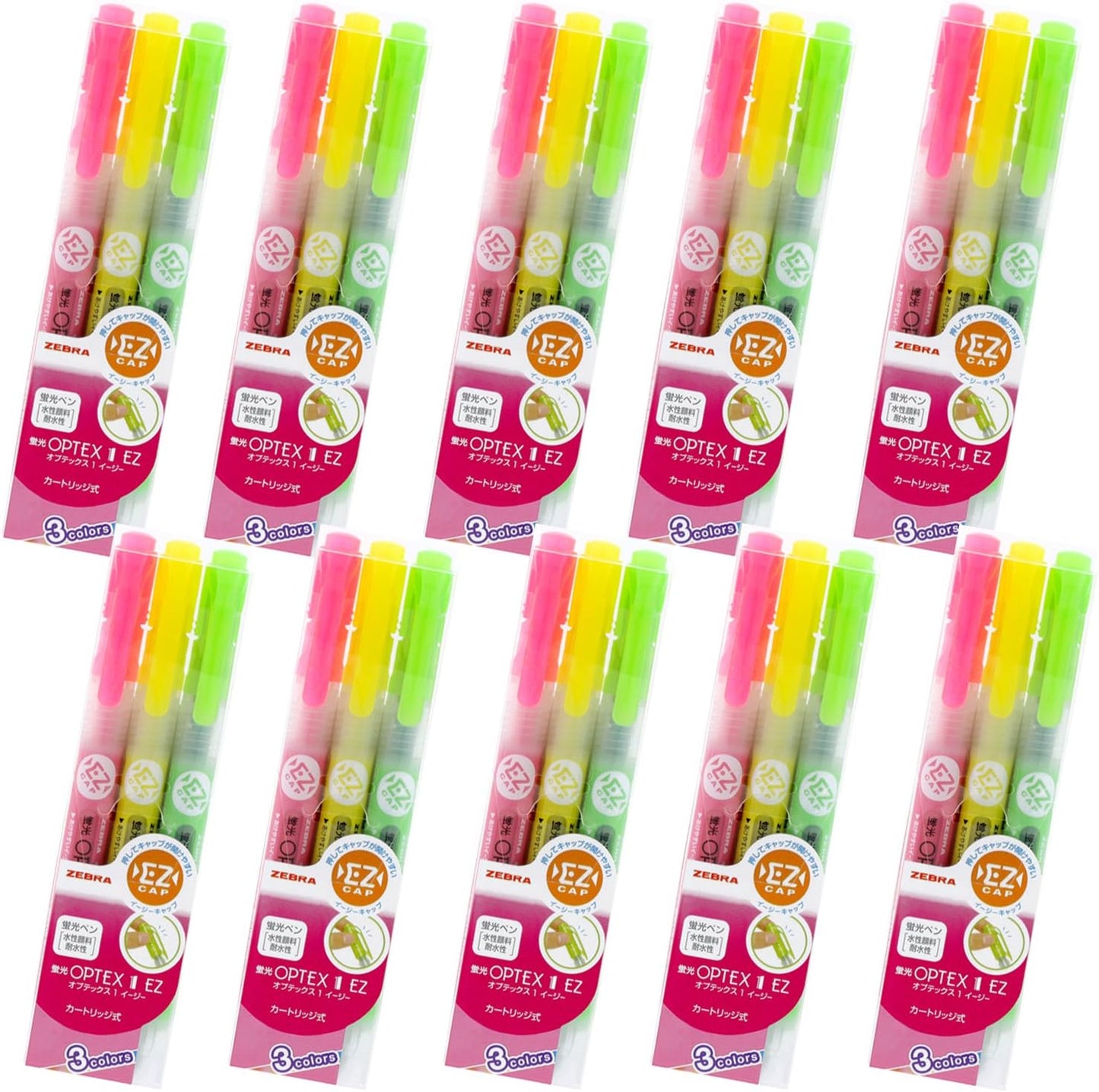 Zebra B-WKS11-E Optex 1 Highlighter, EZ, Brown, 10 Pieces