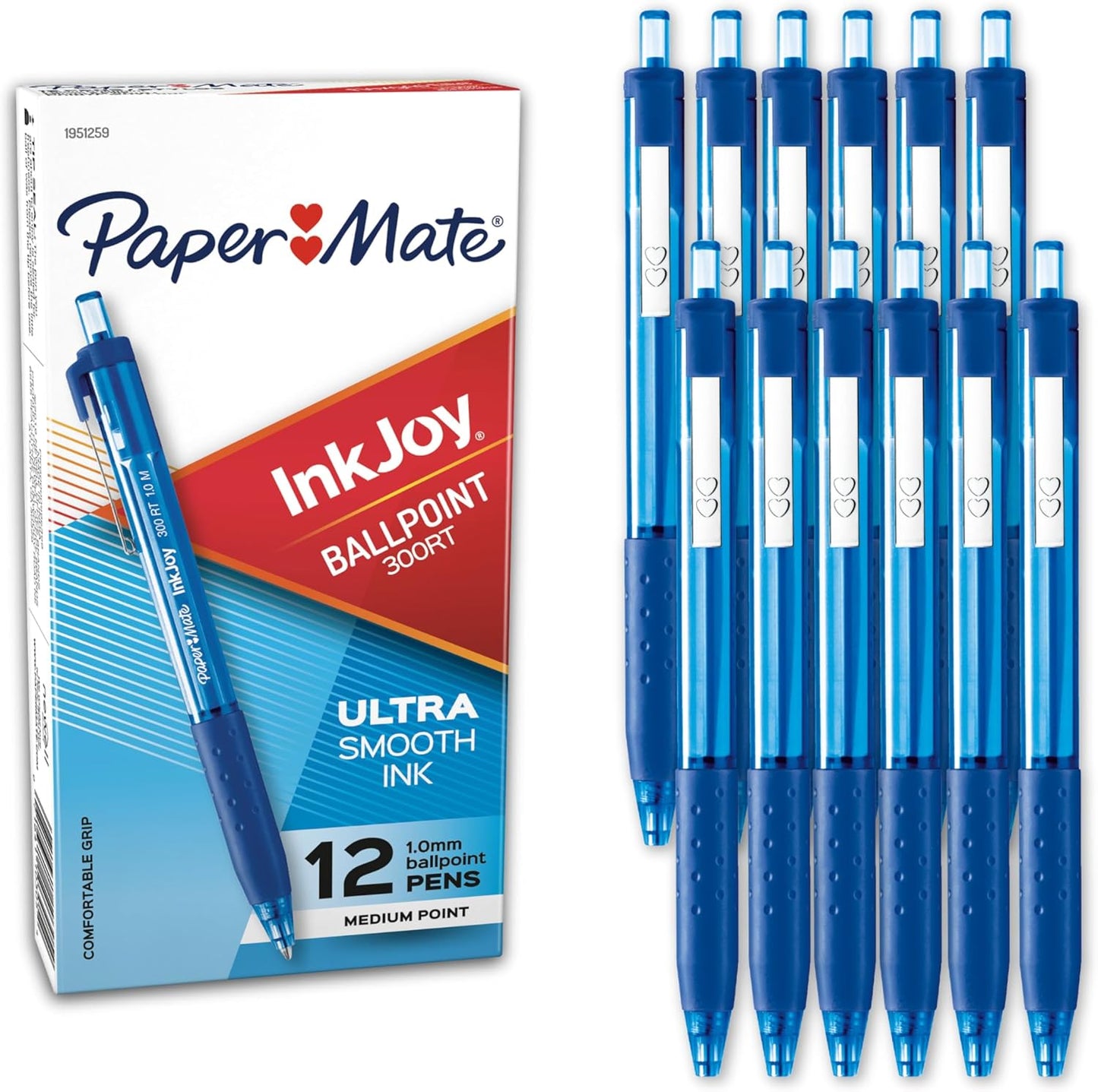Paper Mate InkJoy 300RT Retractable Ballpoint Pens, Medium Point, Black, 12 Count