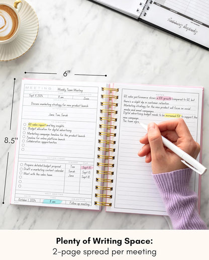 Lamare Meeting Notebook for Work Organization – Perfect Work Notebook for Note Taking, Meeting Planner and Office Supplies for Men & Women