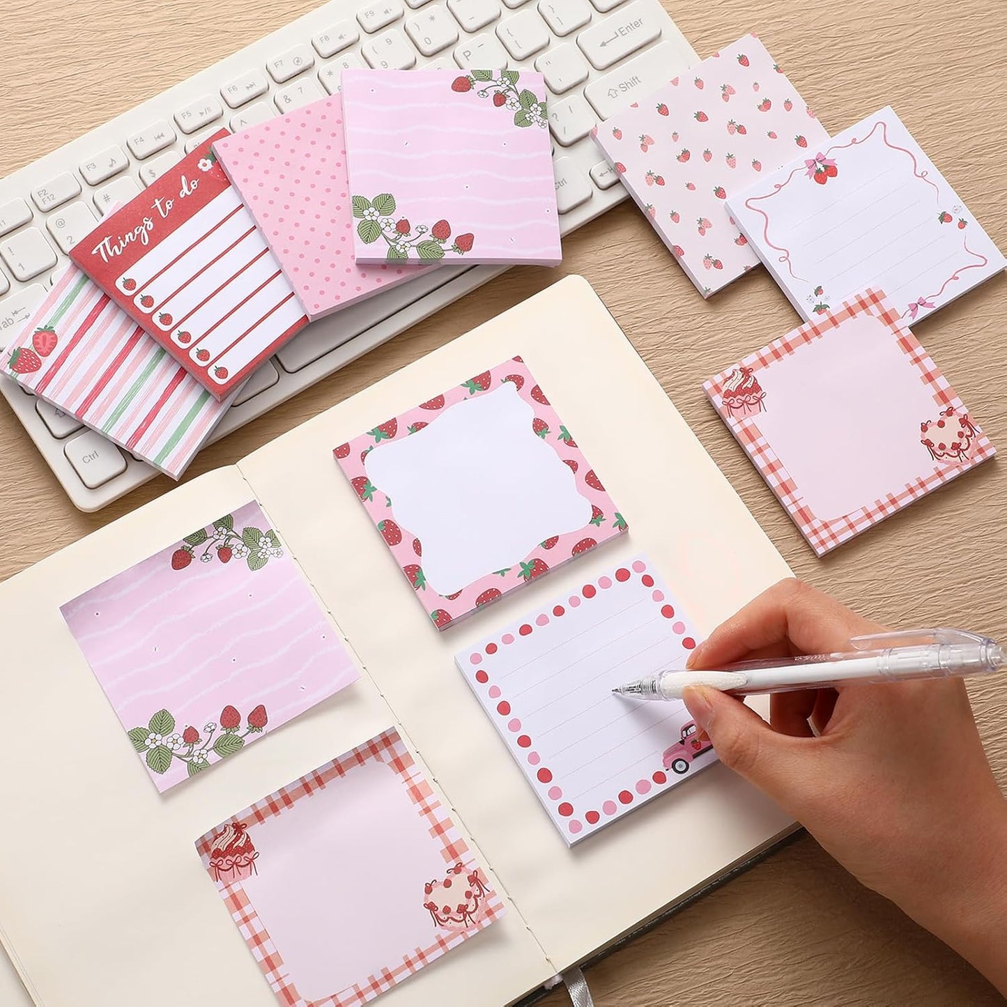9 Pads Wildflower Sticky Notes 3x3 Inch Cute Self Stick Notepads Notes Adhesive Memo Pad Office Decor Gifts for Students School Teacher Meeting Office Supplies