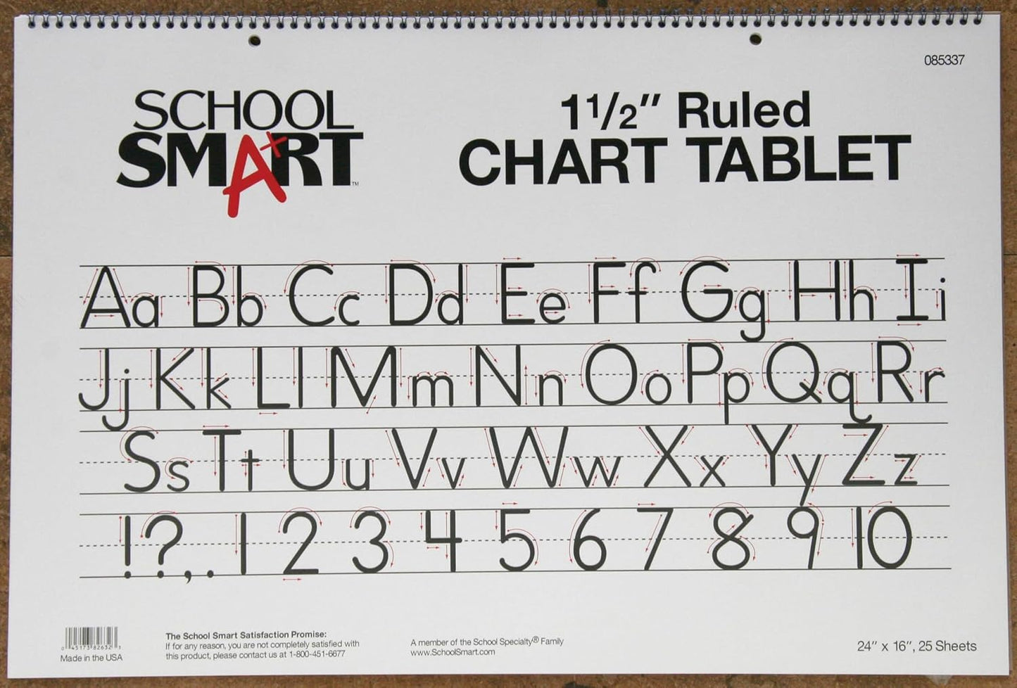 School Smart Chart Tablet, 24 x 16 Inches, 1 Inch Rule, 25 Sheets