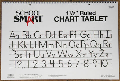 School Smart Chart Tablet, 24 x 16 Inches, 1 Inch Rule, 25 Sheets
