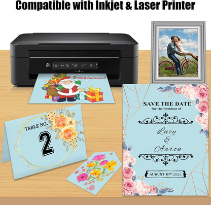 25 Sheets Black Cardstock Paper 8.5'' x 11'', 250gsm/92lb Thick Paper for Scrapbook, Invitations, Printing and DIY Cards