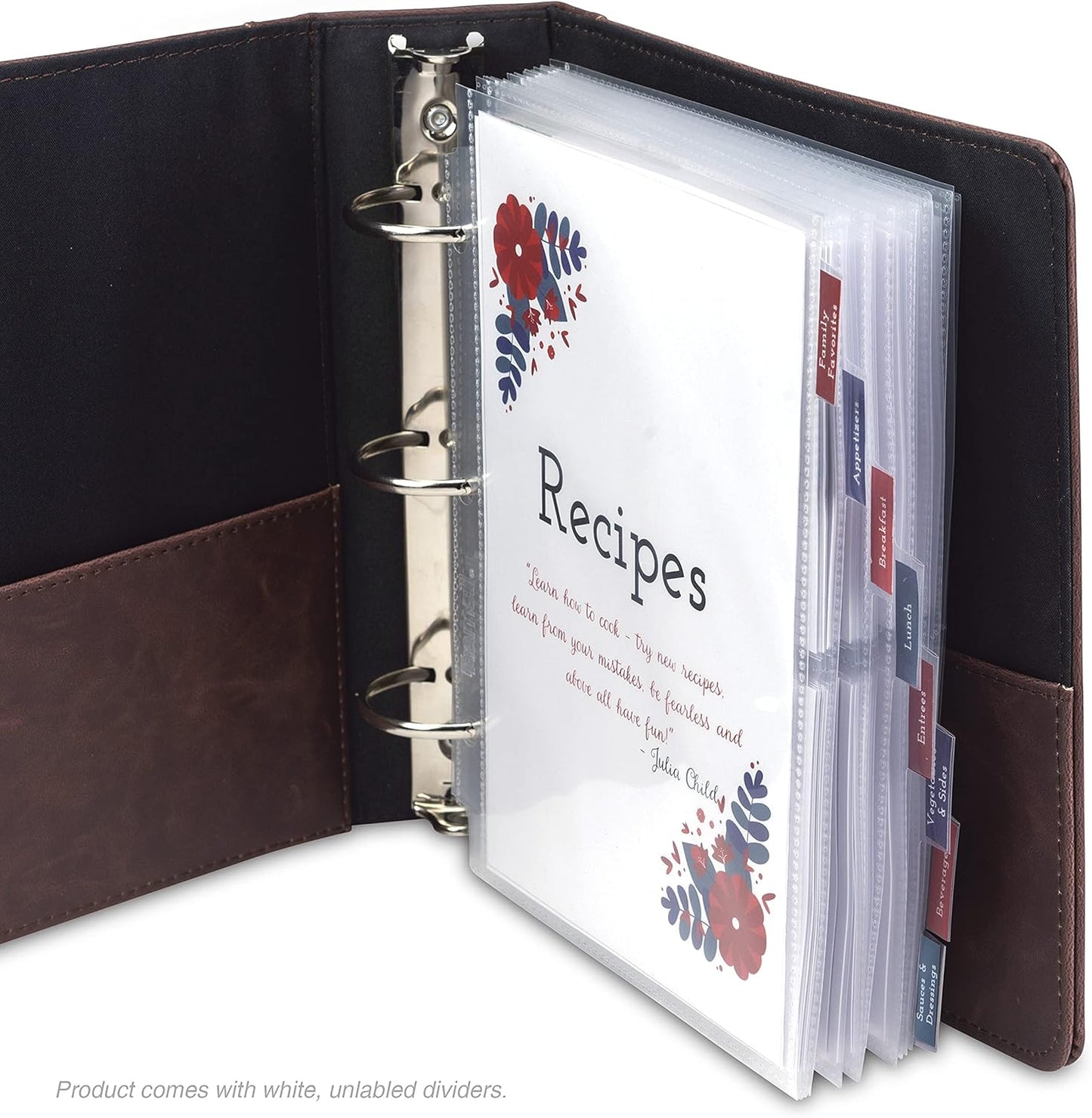 Samsill 8 Tab Recipe Dividers, Recipe Sleeves, Sheet Protector Dividers, with Tab Inserts, Clear, Super Heavyweight, Top Loading, 3 Hole Punched for Standard Letter Size Binders, Archival Safe