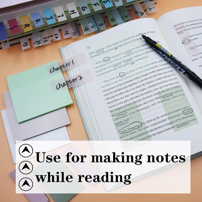YOUDEFUL 1600pcs Translucent Sticky Note Tabs, Morandi Page Markers for Annotating Books,Repositionable Book Flags Tabs Strip with Binders, Clear Sticky Notes,Page Tabs,Index Tabs