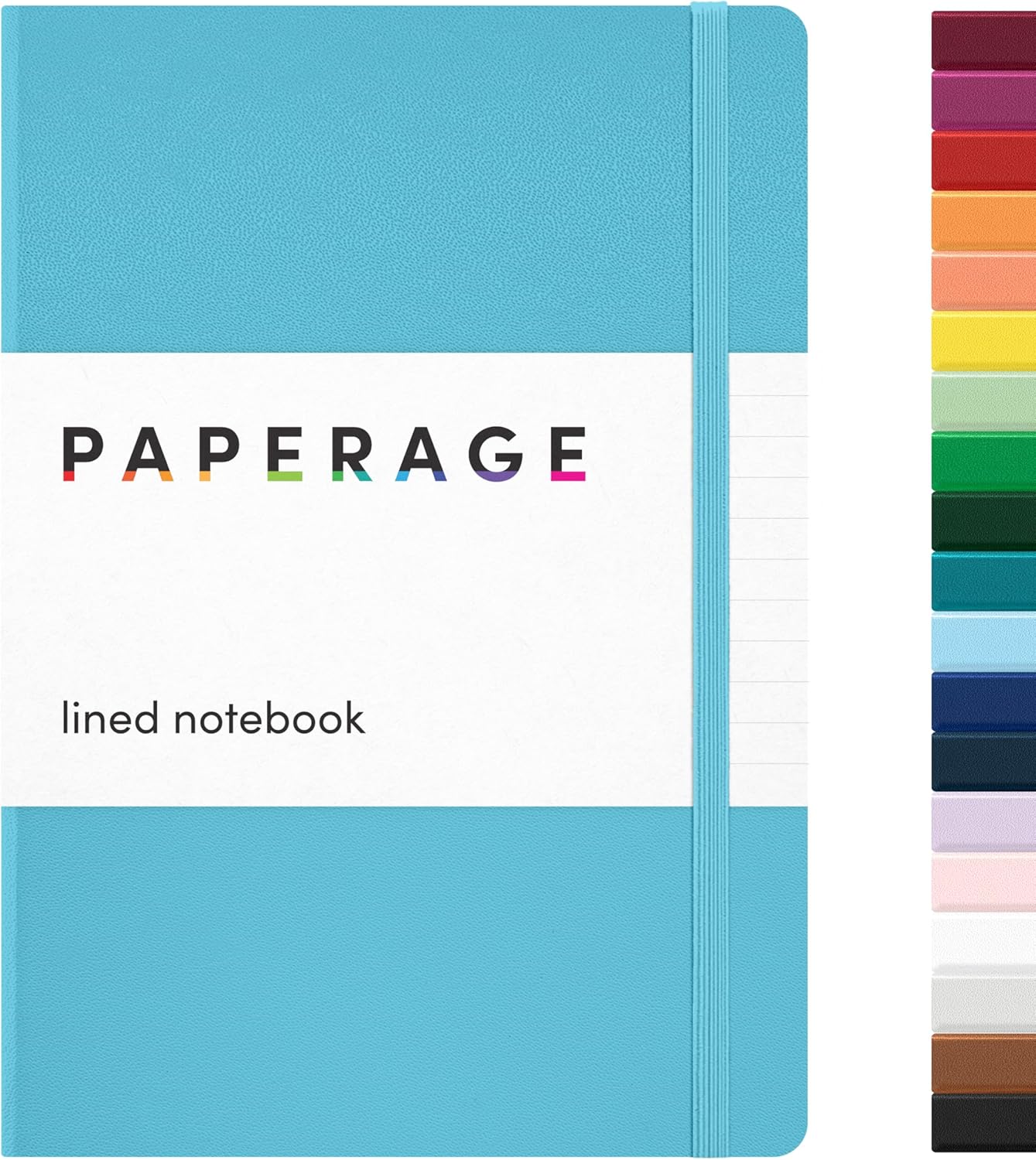 PAPERAGE Lined Journal Notebook, (Black), 160 Pages, Medium 5.6 in x 8 in - 100 GSM Thick Paper – Hardcover Journaling Notebook for Work, School & Note Taking