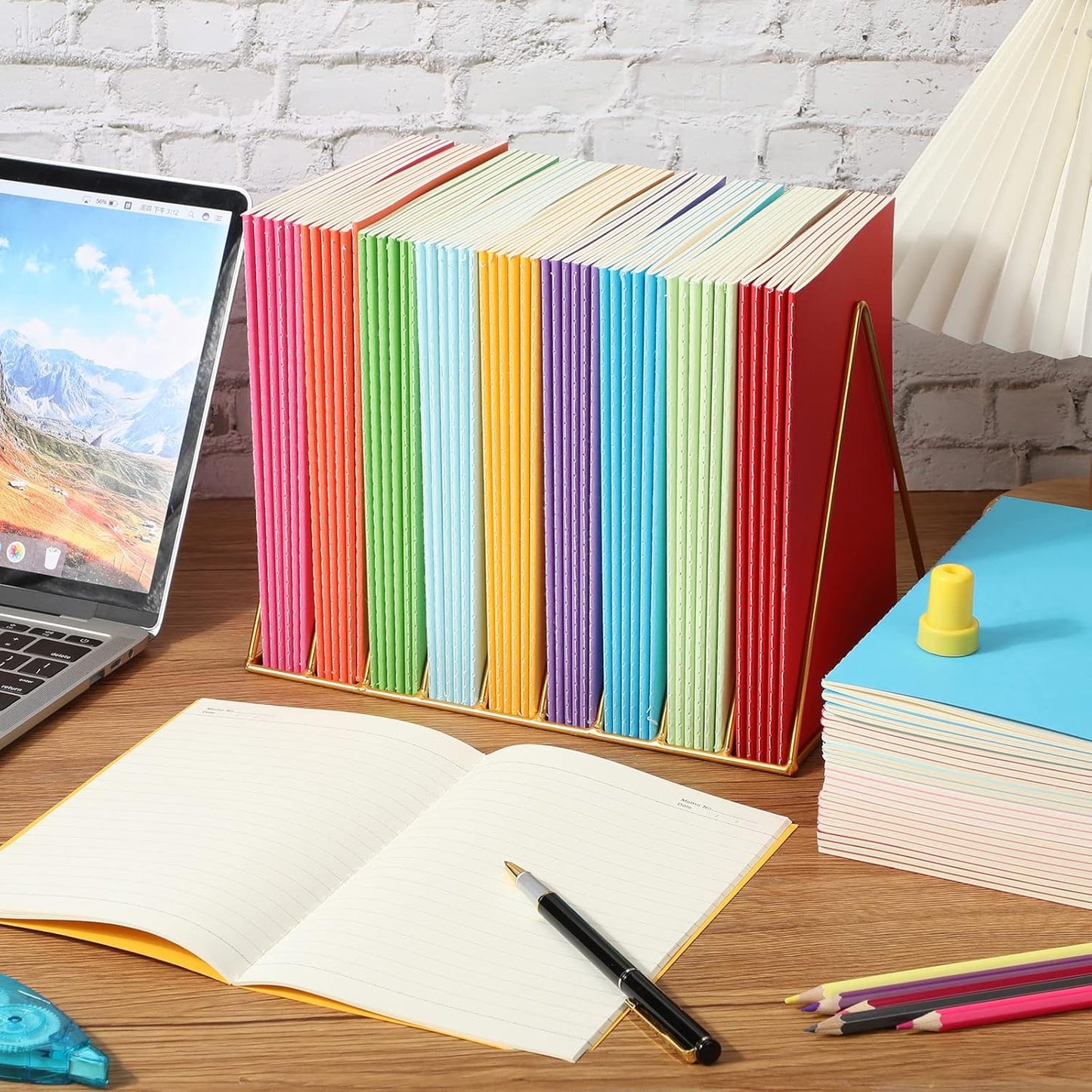 Handepo 100 Pack A5 Composition Notebooks 72 Pages/36 Sheets Ruled Lined Composition Kraft Notebooks Bulk Soft Cover Journals Travel Memo for Students Classroom Office Supplies(a5, Colourful)