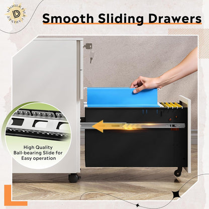DEVAISE 3 Drawer Mobile File Cabinet Under Desk Office, Fully Assembled Except Casters, Letter/Legal Size, Black