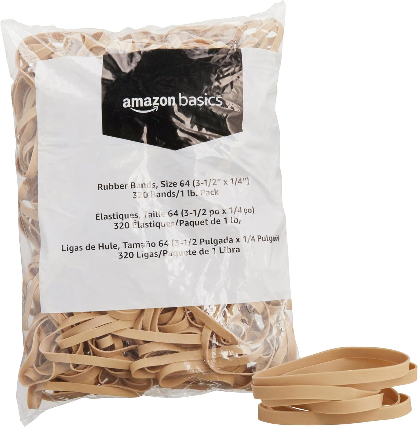 Amazon Basics Assorted Size and Color Rubber Bands, Strong Elastic Stretch Office Supplies, 0.5 lb. Variety Assortment