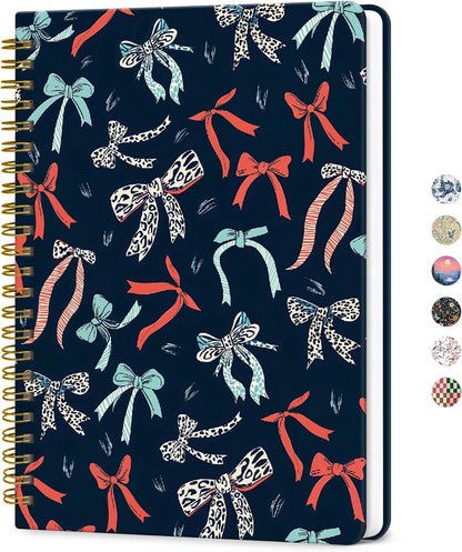 ZOTIA Lined Spiral Journal for Women, A5 Cute Hardcover College Ruled Notebook for Work, School & Note Taking, Aesthetic Writing Journal, 140 Pages (5.8" x 8.3"), Blue Floral