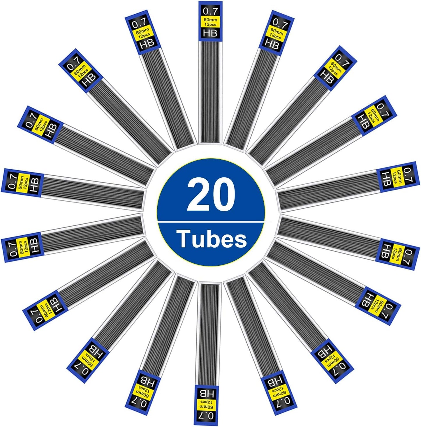 Morepack 240 Pieces Lead Refills with Plastic Box,0.7 mm HB,Break Resistant Mechanical Pencil Refills,20 Tubes