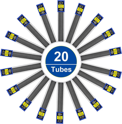 Morepack 240 Pieces Lead Refills with Plastic Box,0.7 mm HB,Break Resistant Mechanical Pencil Refills,20 Tubes