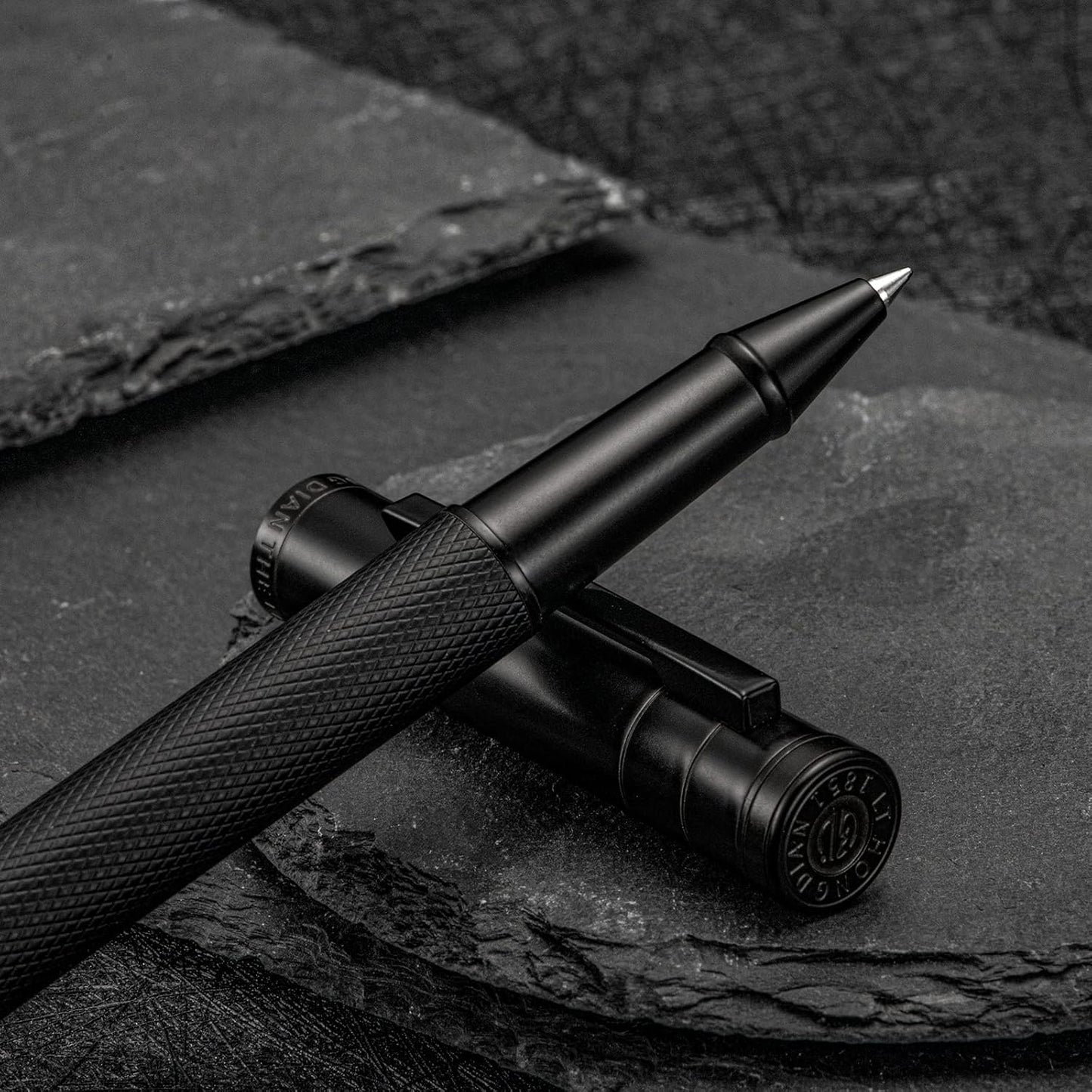 Hongdian Matte Black Forest Rollerball Pen with Schmidt Black Ink Refill, Classic Design with Metal Case for Business Signature