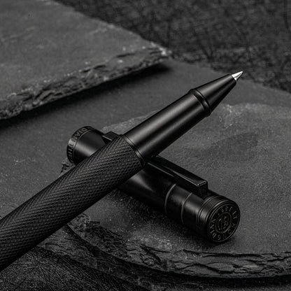 Hongdian Matte Black Forest Rollerball Pen with Schmidt Black Ink Refill, Classic Design with Metal Case for Business Signature