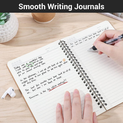 EUSOAR Spiral Notebook, A5 12packs 5.5"X8.3" 120 Pages Lined Travel Writing Notebooks Journal, Memo Notepad Sketchbook, Students College Office Business Subject Diary Ruled Book Journal-Black Cover