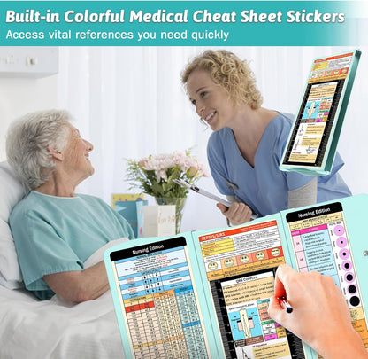 Nursing Clipboard Foldable Clipboard Medical: Edition Cheat Sheets Aluminum 3 Layers Foldable Clipboards Nursing Pocket Size Profile Clip Nurse Clipboards Notepad for Nurses Students and Doctors