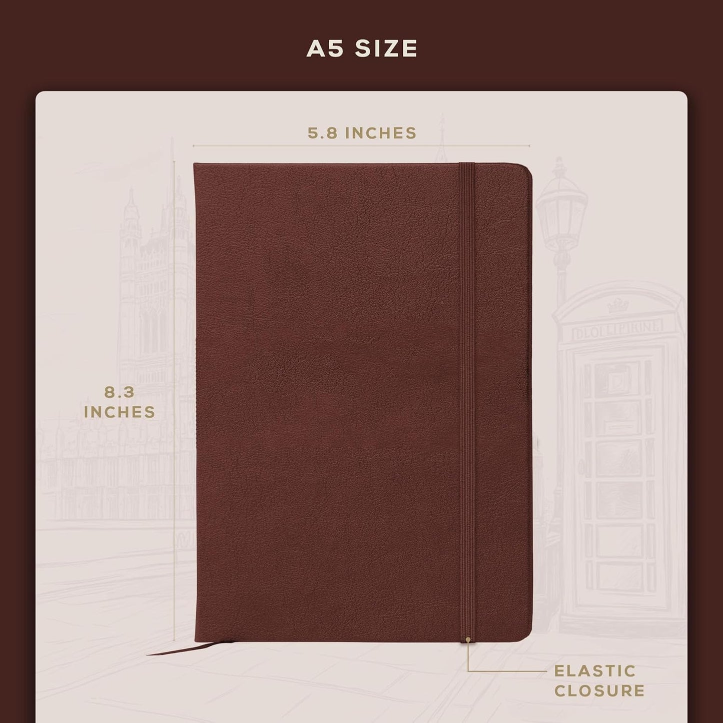 BEECHMORE BOOKS Large Lined Journal Notebook, 8.5" x 11.5" (A4) Hardcover Vegan Leather Executive Diary for Work, Thick 120gsm Paper, Lay-Flat Binding, Gift Box