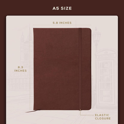 BEECHMORE BOOKS Large Lined Journal Notebook, 8.5" x 11.5" (A4) Hardcover Vegan Leather Executive Diary for Work, Thick 120gsm Paper, Lay-Flat Binding, Gift Box