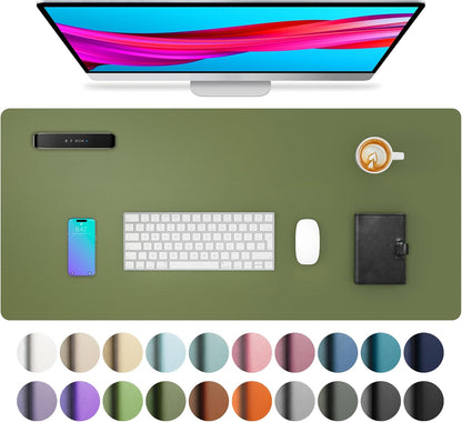 Aothia Leather Desk Pad Protector, Mouse Pad, Office Desk Mat, Non-Slip PU Leather Desk Blotter, Laptop Desk Pad, Waterproof Desk Writing Pad for Office and Home (Black,36" x 17") - Colors A
