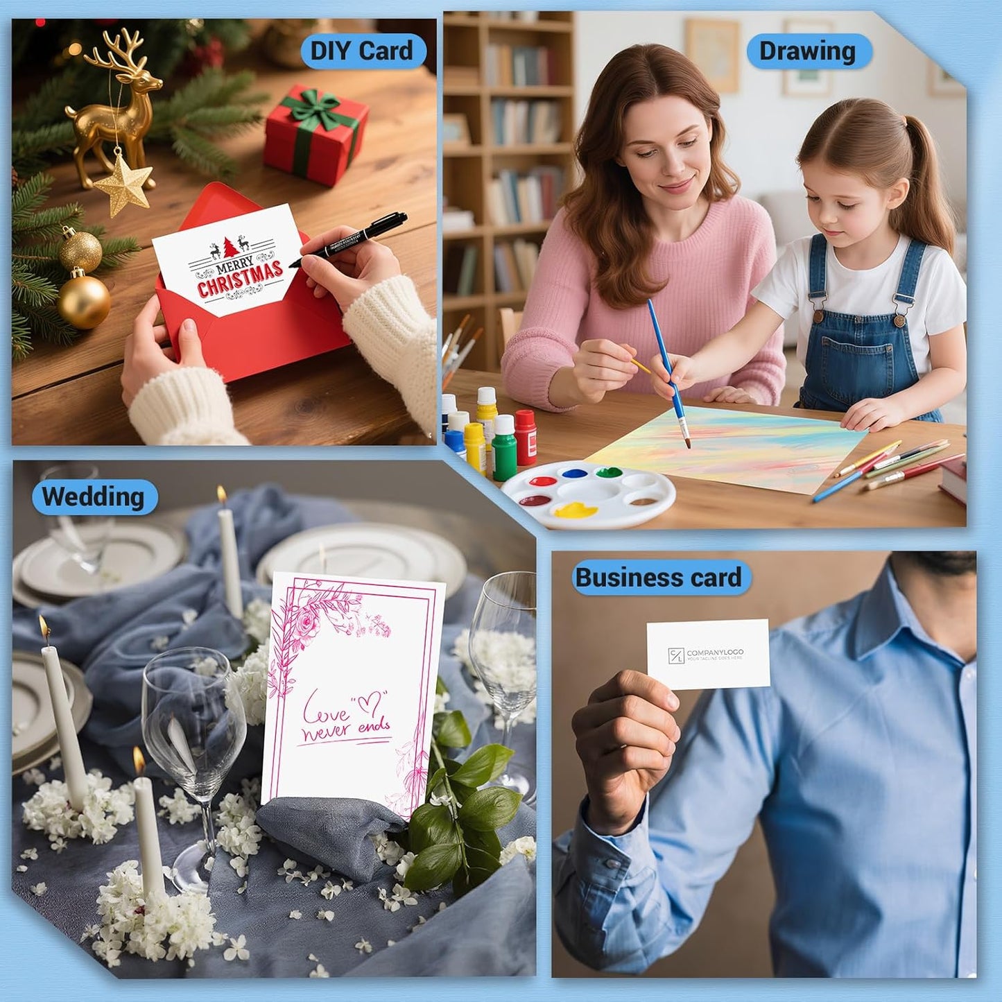 Cardstock 8.5 x 11, Thick Printer Paper 75 lb/200 gsm, 40 Sheets Card Stock White, Heavy Card stock, White CardStock Paper for Invitations, Diy Cards, Business Cards, Menus, Crafts, Drawing etc