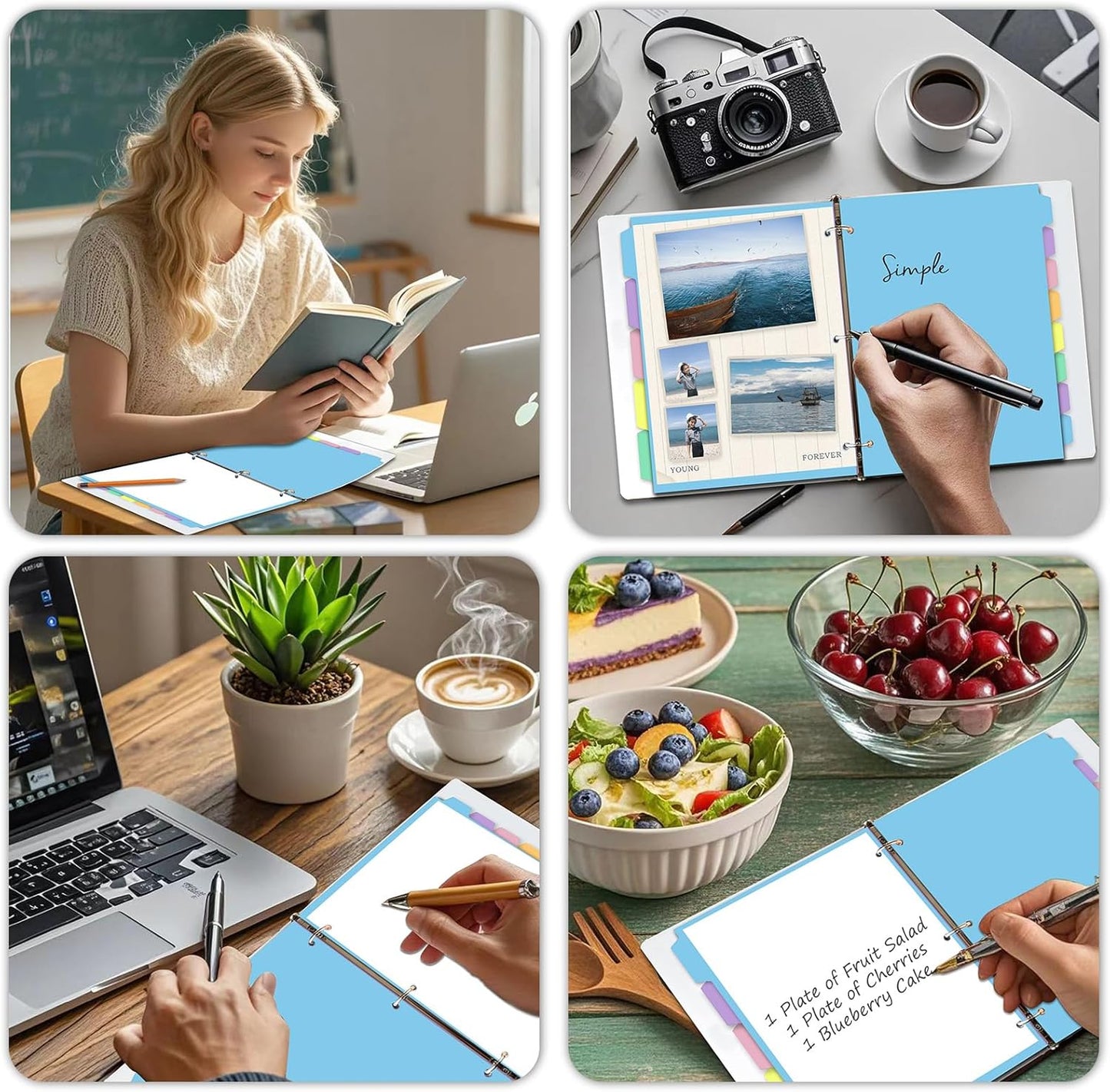 Cute 5 Tab Binder Dividers with Tabs, Write&Erase Plastic Dividers for 3 Ring Binder, Multicolor, Ring Binder Dividers with Tabs for School Office,6 Sets(30pcs)