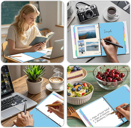 Cute 5 Tab Binder Dividers with Tabs, Write&Erase Plastic Dividers for 3 Ring Binder, Multicolor, Ring Binder Dividers with Tabs for School Office,6 Sets(30pcs)