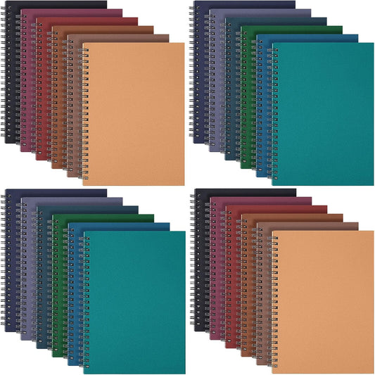 Fuutreo 24 Pcs Spiral Notebook for Work A5 8.3 x 5.7 Inch College Ruled Spiral Journal Notebook Kraft Cover, 12 Color, 60 Sheets, 120 Pages for Office School Supplies(Innovative,Floral)