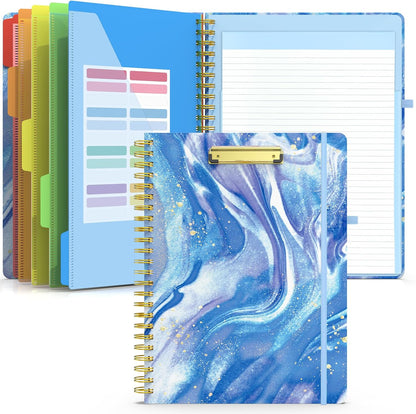 Sooez Clipboard with Refillable Notepad, Clipboard Folder with 10 Storage Pockets for Letter Size, Spiral Clipboard Notebook, Cute Portfolio for School Office Nursing
