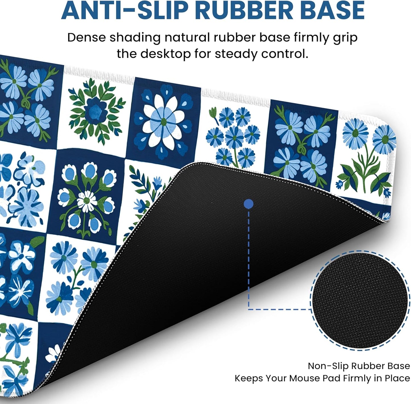 Large Mouse Pad for Desktop, Cute Desk Mat Pad Protector for Work & Gaming, Aesthetic Pretty Anti-Slip Laptop Blotter Cover for Office School Home Supplies, Wildflowers, 31.5" x 11.8"