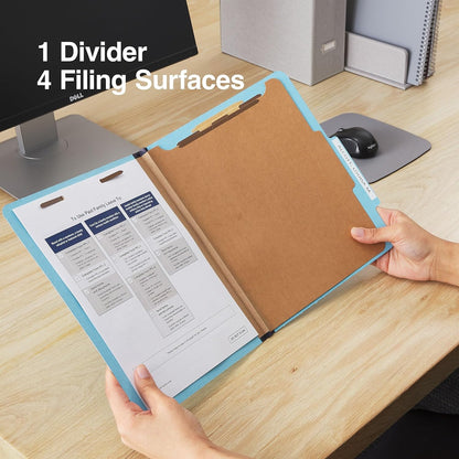 Staples Recycled Pressboard Classification Folder, Letter Size, 1 Divider, 1.75″ Expansion, Light Blue, 60% Recycled Material, 40/Carton