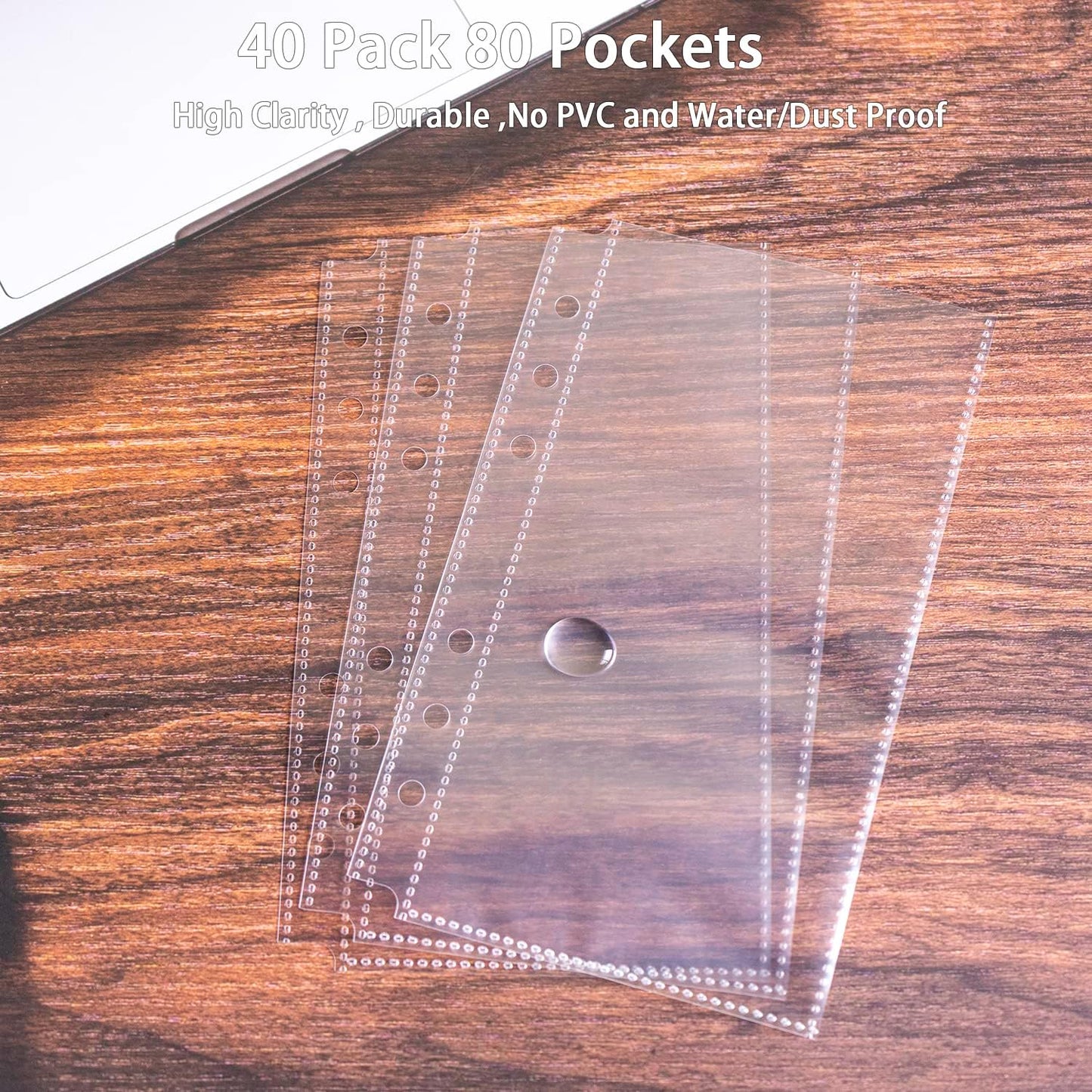 40 Pack 80 Pockets Budget Sheet Protector Sleeves for A6 6 Ring Binder, Ultra-Clear Cash Binder Sleeves, Double-Sided, Top Loading Sheet Protector for Budget Sheet, Currency Collection,3.5x5 Photos