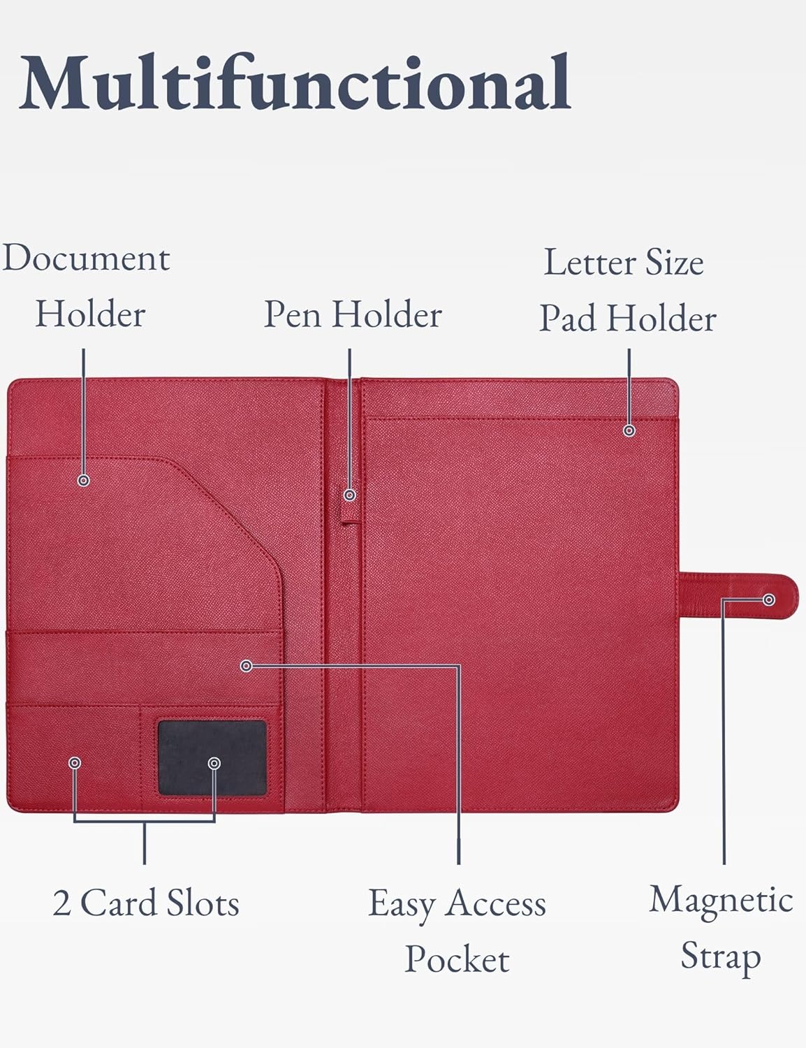 Mymazn Padfolio Portfolio Folder, Faux Leather Interview Resume Folder with Document Organizer & Business Card Holder, Letter-Sized Notepad Legal Pad Holder for Men Women (Sage Green)