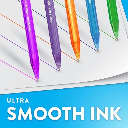 Paper Mate InkJoy 100RT Retractable Ballpoint Pens, Medium Point, Black, Box of 12 (1951254)