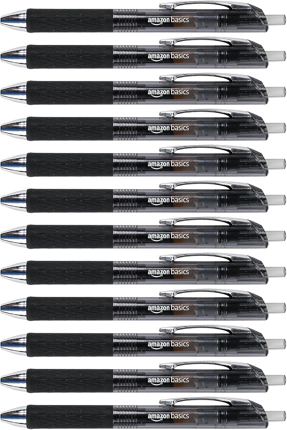 Amazon Basics Retractable Gel Pens, Fine Point 0.7mm, Smooth Writing, Assorted Colors, 12-Pack